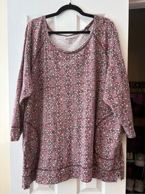 Relaxed Floral-Print Women’s Top in Pink - Unknown Brand